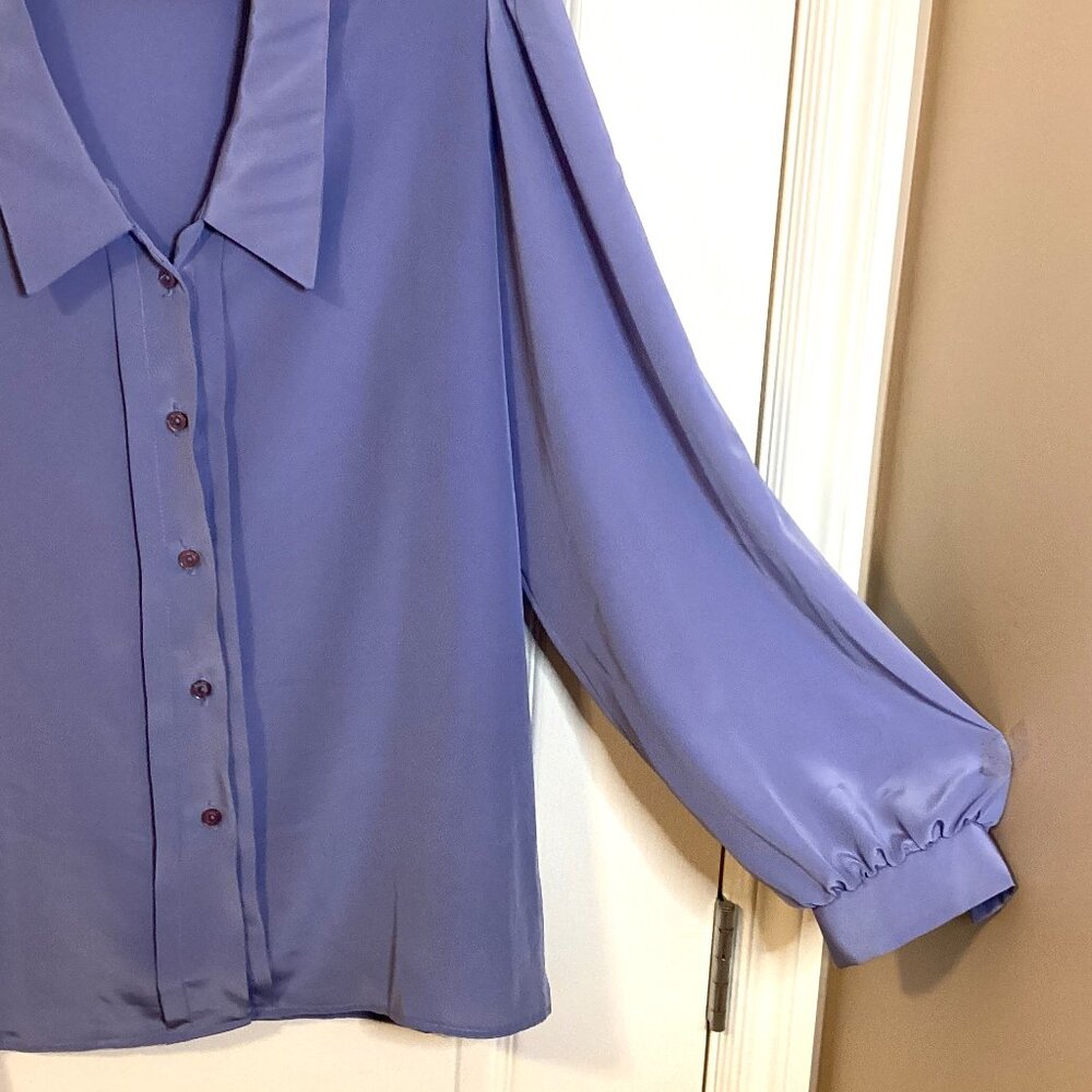 Raffie Women's Vintage Blouse Button Down Front Shirt Bishop Sleeves Size 38
